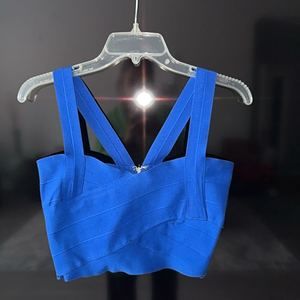 WOW Couture World of Women Sweet Heart Bandage Crop Top in blue size M